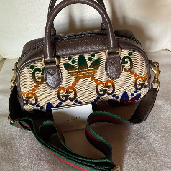 Gucci Handbags - Gucci Tan and Multicolor Satchel